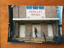 Jake Klitzner in front of Kehillath Israel
