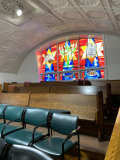 Inside of the shul which is now an evangelical church.  Photo by Shera and Gaya Aranoff